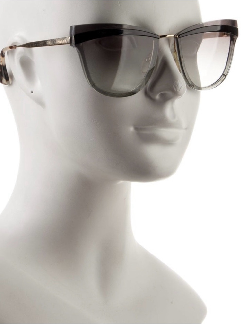 Prada Gray Gradient Cat-Eye Sunglasses with Gold Temples